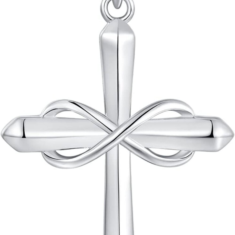 Sterling Silver Cross Necklace Women Cubic Zirconia Gift Box Chain